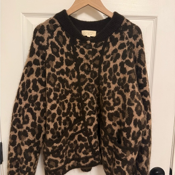 NWOT Sezane Noah Wool-Blend Cardigan in Leopard Animal Print Cardigan SZ S - Picture 4 of 10